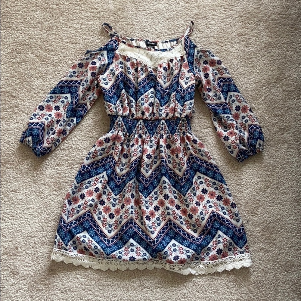 Girls Long Sleeve Open Shoulder Dress